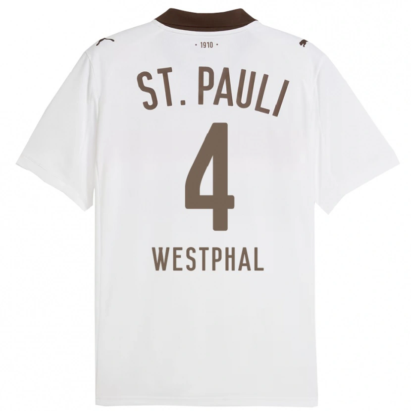Danxen Hombre Camiseta Jannik Westphal #4 Blanco Rojo 2ª Equipación 2025/26 La Camisa México