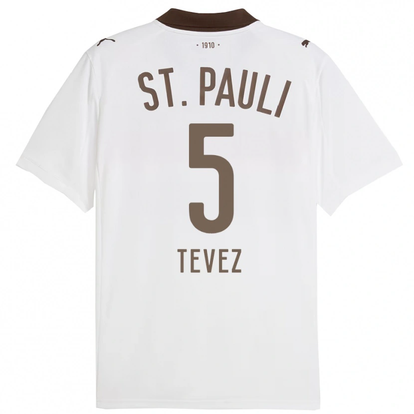 Danxen Hombre Camiseta Federico Tevez #5 Blanco Rojo 2ª Equipación 2025/26 La Camisa México