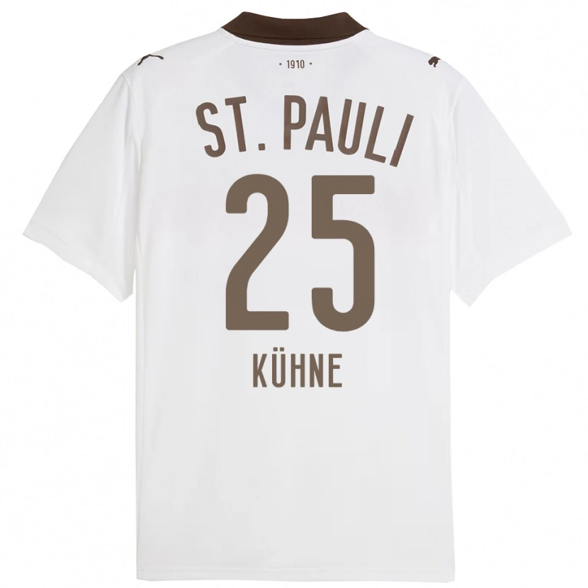 Danxen Hombre Camiseta Florian Kühne #25 Blanco Rojo 2ª Equipación 2025/26 La Camisa México