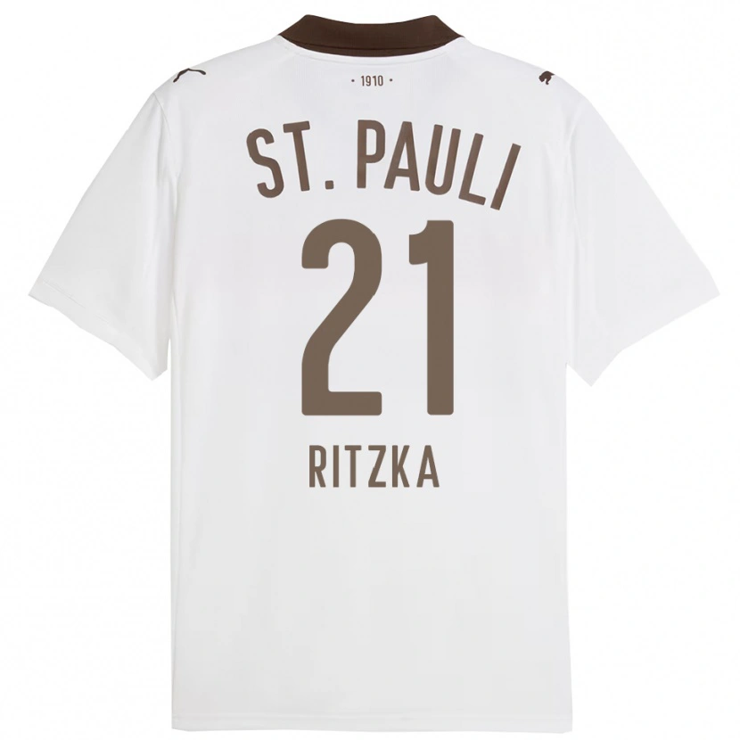 Danxen Hombre Camiseta Lars Ritzka #21 Blanco Rojo 2ª Equipación 2025/26 La Camisa México