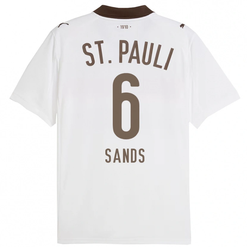 Danxen Hombre Camiseta James Sands #6 Blanco Rojo 2ª Equipación 2025/26 La Camisa México