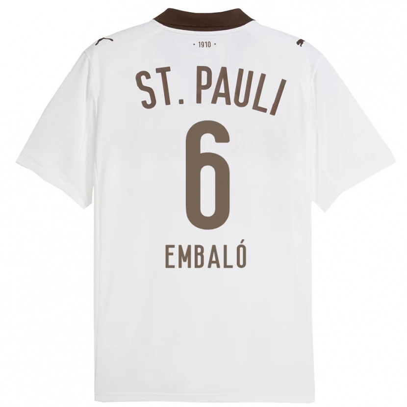 Danxen Hombre Camiseta Diego Embaló #6 Blanco Rojo 2ª Equipación 2025/26 La Camisa México