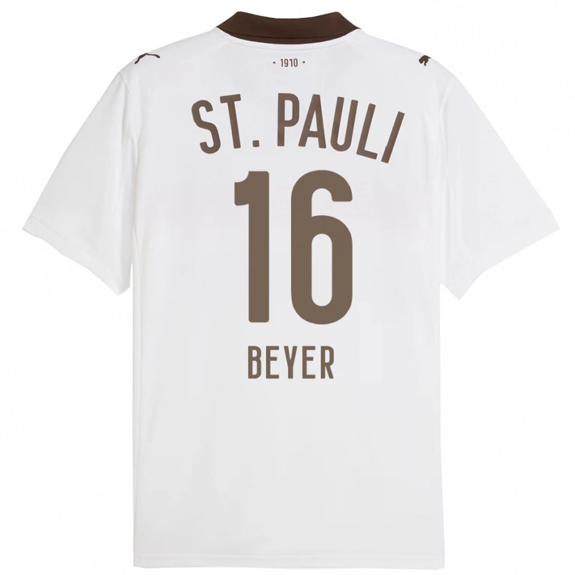 Danxen Hombre Camiseta Lasse Beyer #16 Blanco Rojo 2ª Equipación 2025/26 La Camisa México