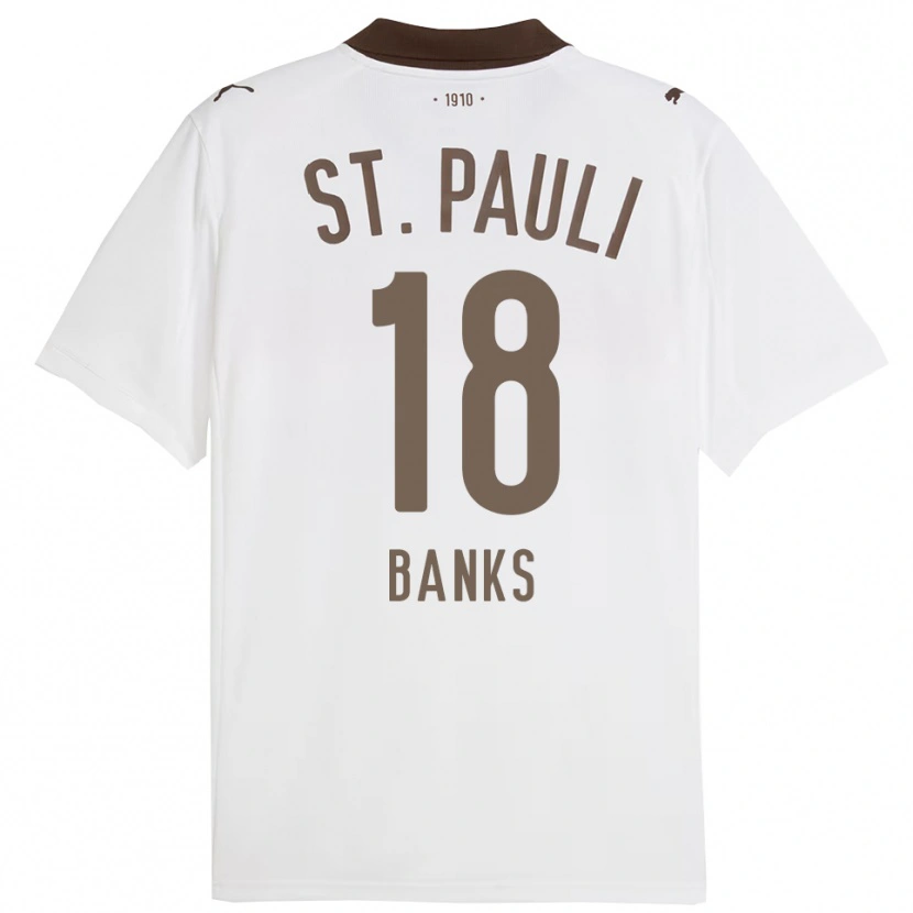 Danxen Hombre Camiseta Scott Banks #18 Blanco Rojo 2ª Equipación 2025/26 La Camisa México
