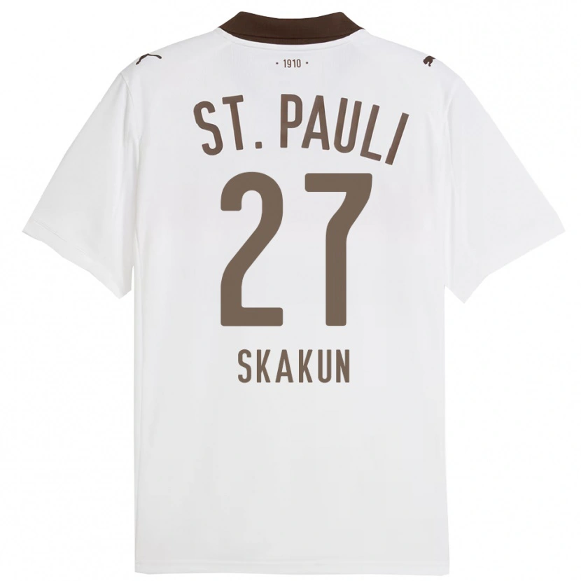 Danxen Hombre Camiseta Oleg Skakun #27 Blanco Rojo 2ª Equipación 2025/26 La Camisa México