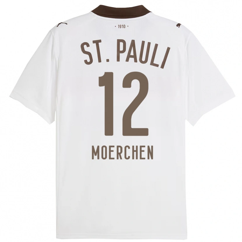 Danxen Hombre Camiseta Theo Moerchen #12 Blanco Rojo 2ª Equipación 2025/26 La Camisa México