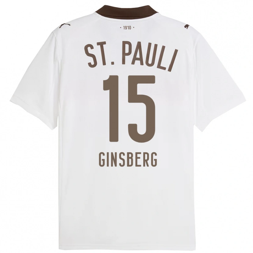 Danxen Hombre Camiseta Pauline Ginsberg #15 Blanco Rojo 2ª Equipación 2025/26 La Camisa México
