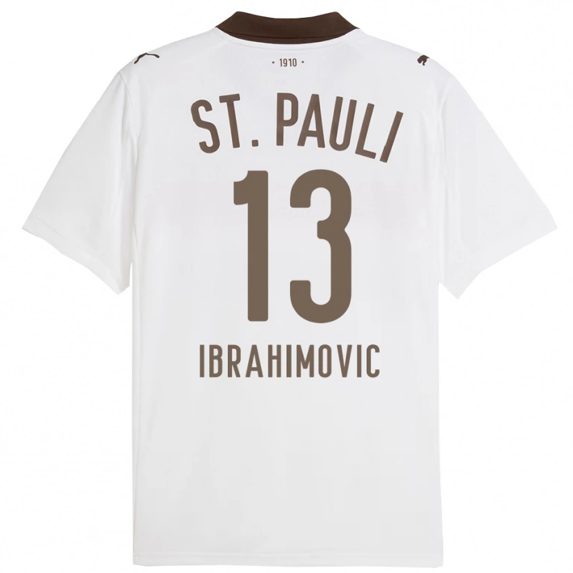 Danxen Hombre Camiseta Ajdin Ibrahimovic #13 Blanco Rojo 2ª Equipación 2025/26 La Camisa México
