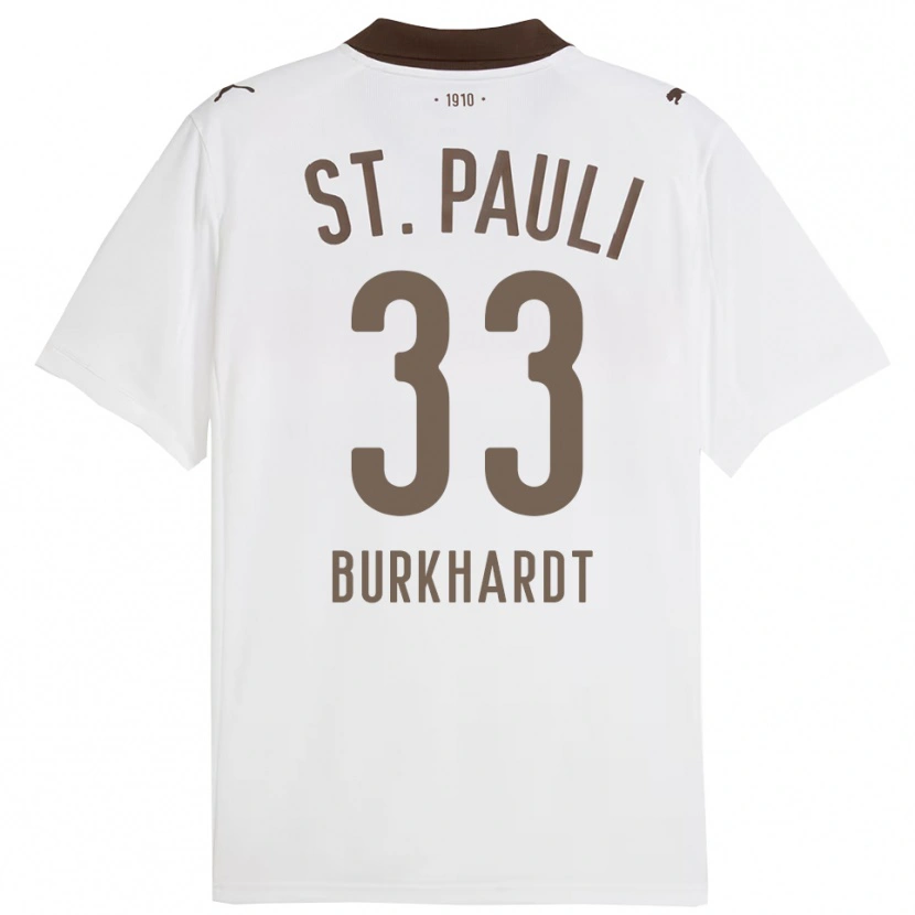 Danxen Hombre Camiseta Jannik Burkhardt #33 Blanco Rojo 2ª Equipación 2025/26 La Camisa México