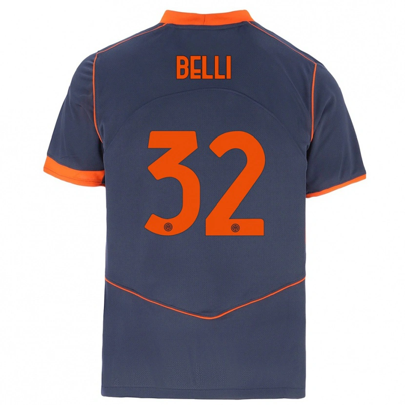 Danxen Hombre Camiseta Elena Belli #32 Gris Naranja Equipación Tercera 2025/26 La Camisa México