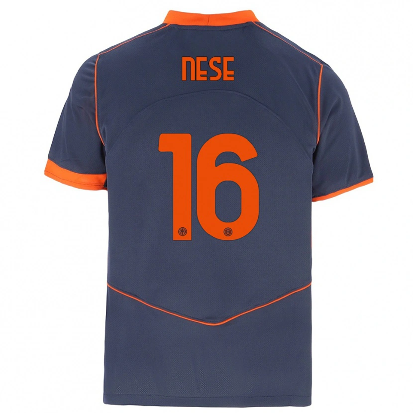 Danxen Hombre Camiseta Alessio Nese #16 Gris Naranja Equipación Tercera 2025/26 La Camisa México
