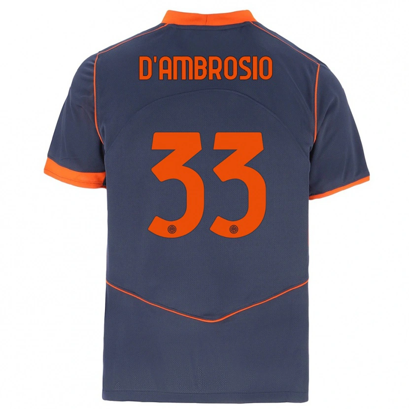 Danxen Hombre Camiseta Danilo D'ambrosio #33 Gris Naranja Equipación Tercera 2025/26 La Camisa México