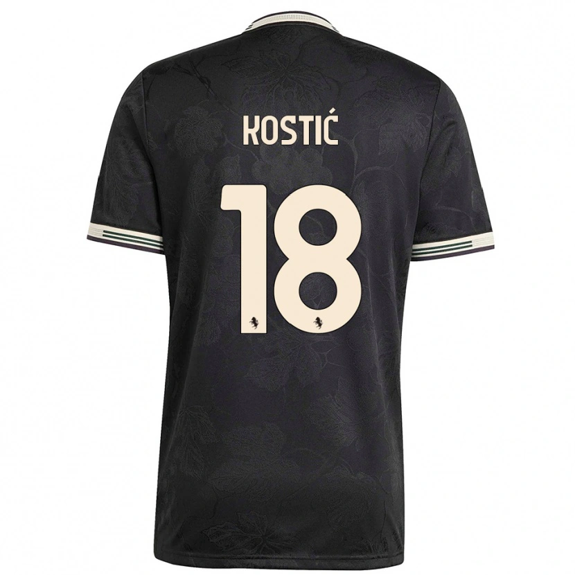 Danxen Hombre Camiseta Filip Kostić #18 Negro Blanco Verde Equipación Tercera 2025/26 La Camisa México