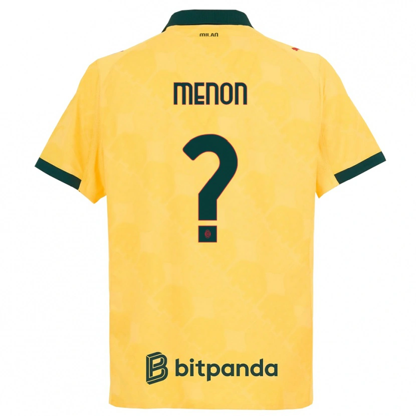 Danxen Hombre Camiseta Luca Menon #0 Amarillo Negro Equipación Tercera 2025/26 La Camisa México