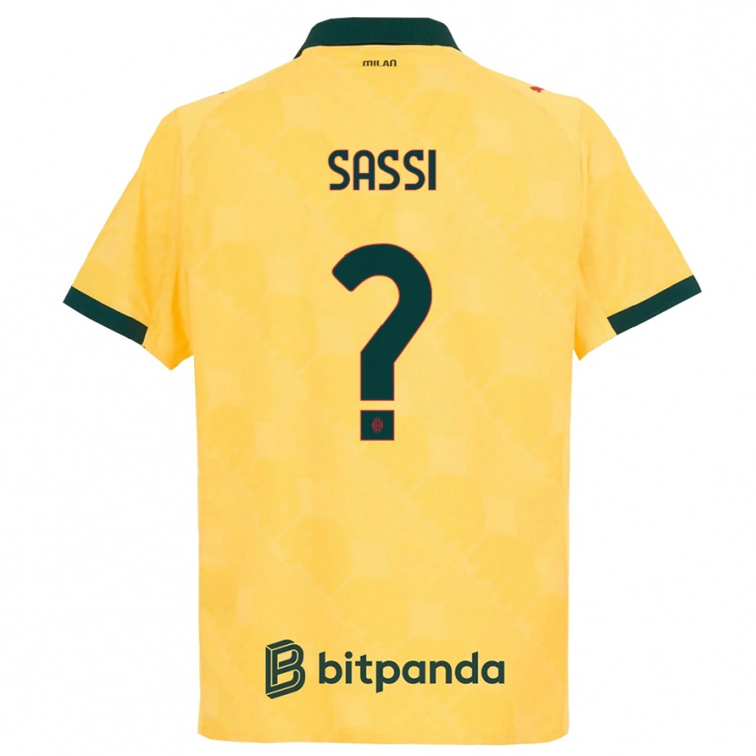 Danxen Hombre Camiseta Simone Sassi #0 Amarillo Negro Equipación Tercera 2025/26 La Camisa México
