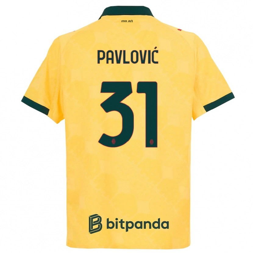 Danxen Hombre Camiseta Strahinja Pavlović #31 Amarillo Negro Equipación Tercera 2025/26 La Camisa México