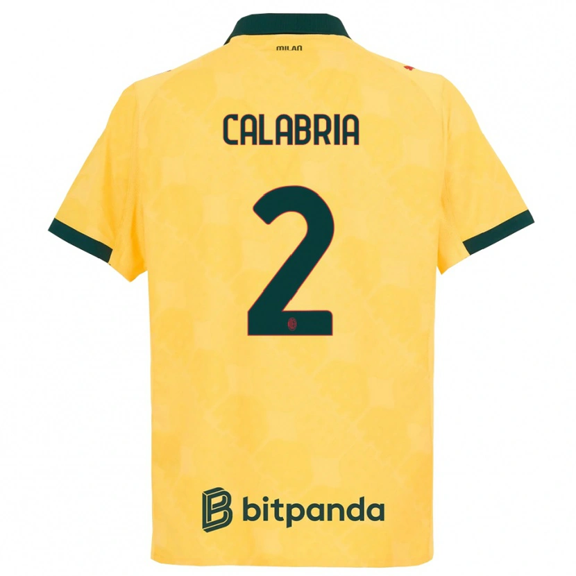 Danxen Hombre Camiseta Davide Calabria #2 Amarillo Negro Equipación Tercera 2025/26 La Camisa México