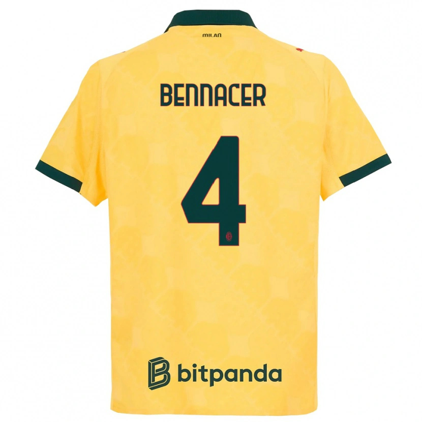 Danxen Hombre Camiseta Ismaël Bennacer #4 Amarillo Negro Equipación Tercera 2025/26 La Camisa México