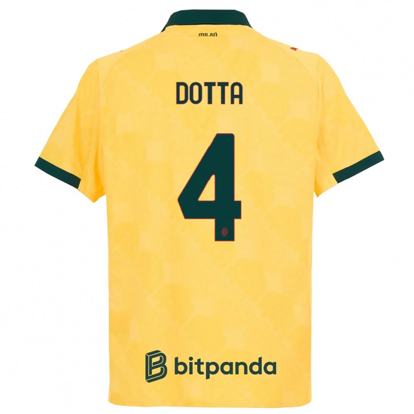 Danxen Hombre Camiseta Cristiano Dotta #4 Amarillo Negro Equipación Tercera 2025/26 La Camisa México