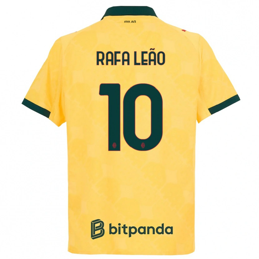 Danxen Hombre Camiseta Rafael Leão #10 Amarillo Negro Equipación Tercera 2025/26 La Camisa México