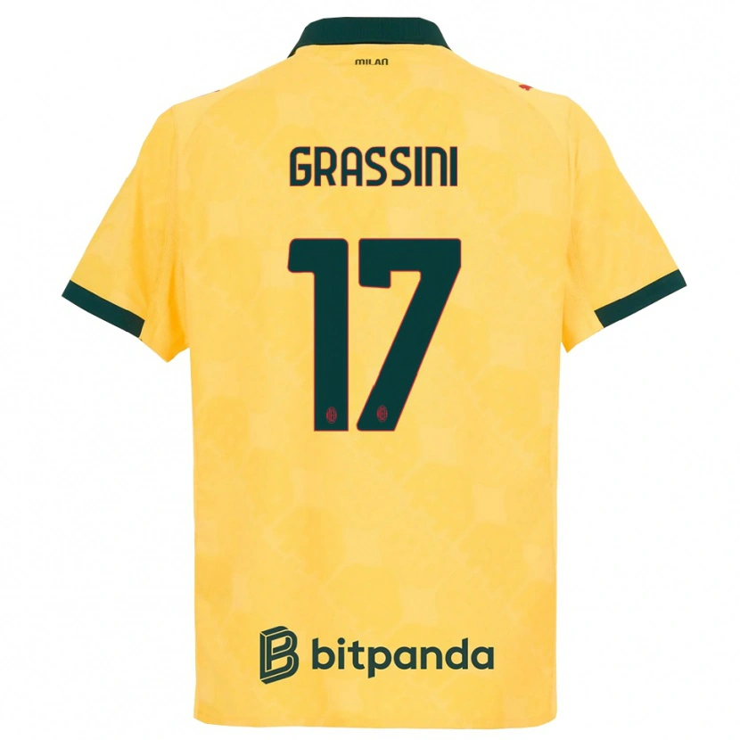 Danxen Hombre Camiseta Riccardo Grassini #17 Amarillo Negro Equipación Tercera 2025/26 La Camisa México