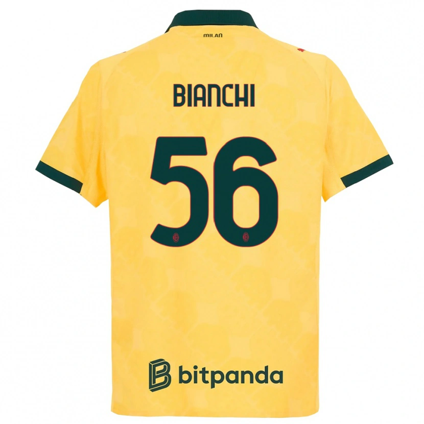 Danxen Hombre Camiseta Alessandro Bianchi #56 Amarillo Negro Equipación Tercera 2025/26 La Camisa México
