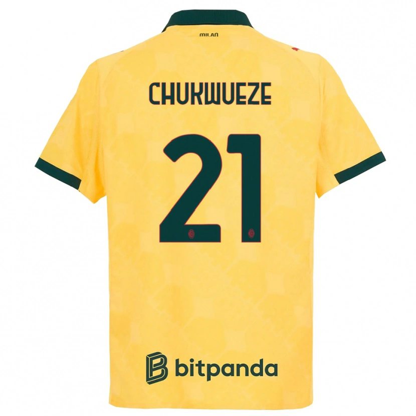 Danxen Hombre Camiseta Samuel Chukwueze #21 Amarillo Negro Equipación Tercera 2025/26 La Camisa México