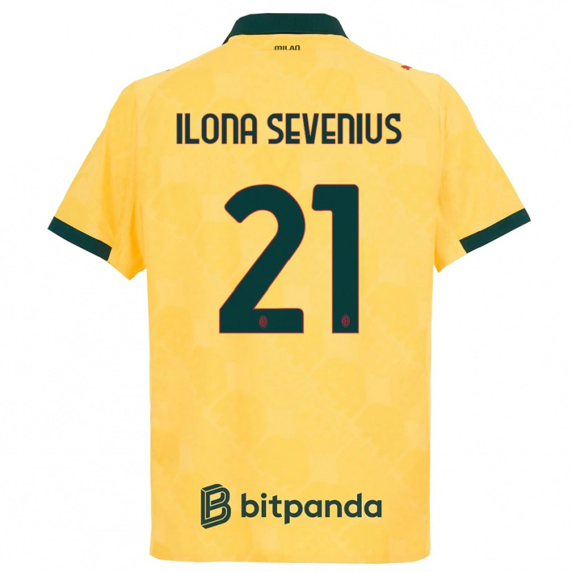 Danxen Hombre Camiseta Oona Ilona Sevenius #21 Amarillo Negro Equipación Tercera 2025/26 La Camisa México