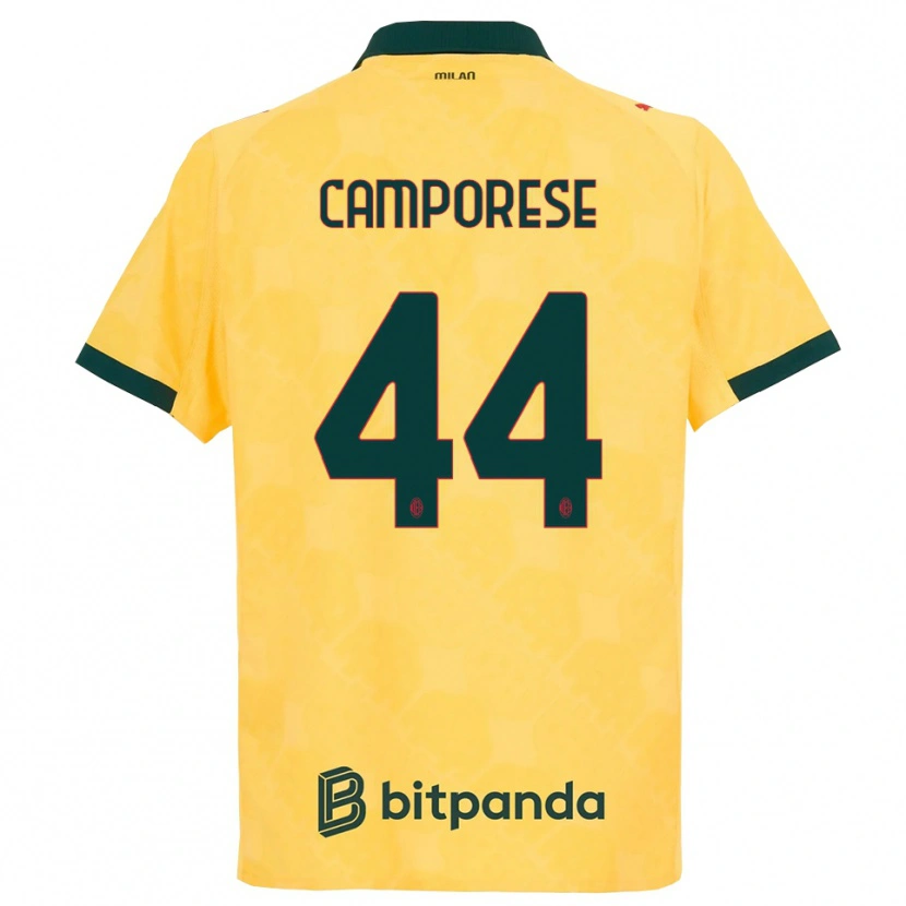 Danxen Hombre Camiseta Michele Camporese #44 Amarillo Negro Equipación Tercera 2025/26 La Camisa México
