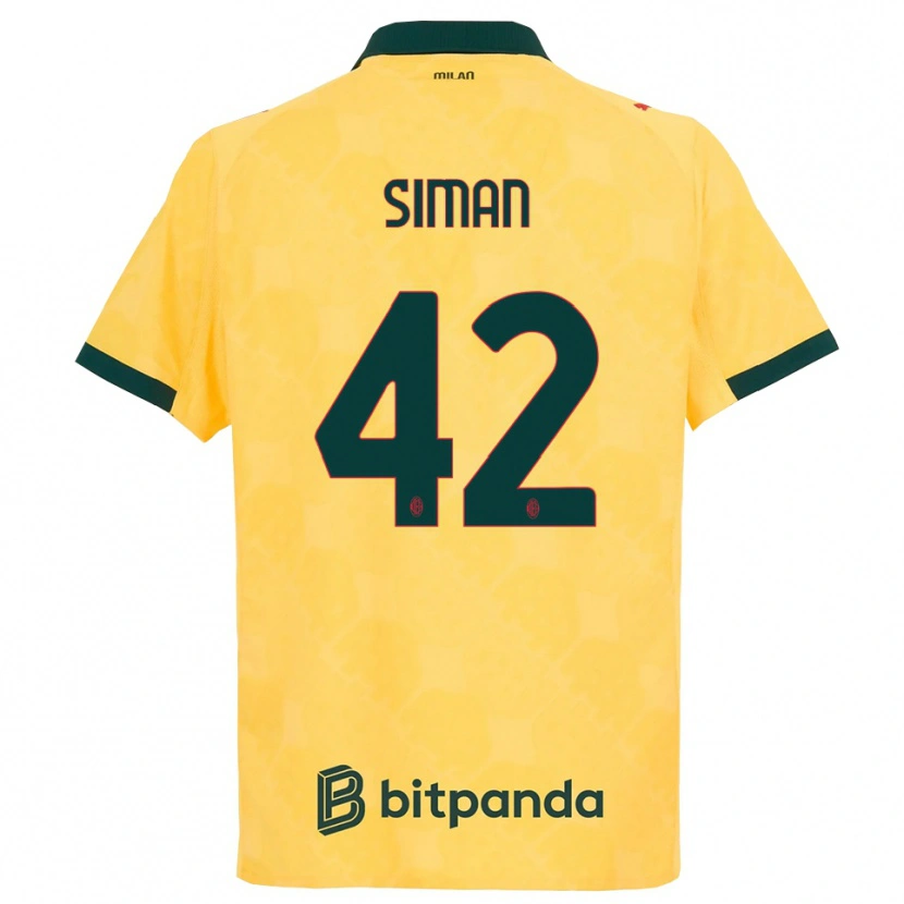 Danxen Hombre Camiseta Alexandru Șiman #42 Amarillo Negro Equipación Tercera 2025/26 La Camisa México