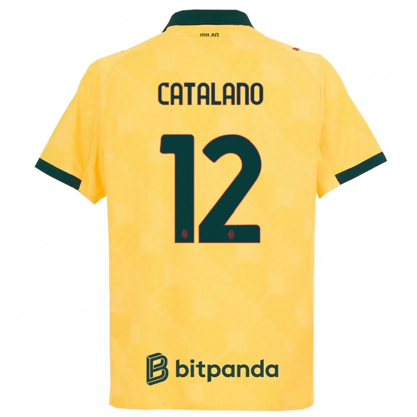 Danxen Hombre Camiseta Alessio Catalano #12 Amarillo Negro Equipación Tercera 2025/26 La Camisa México