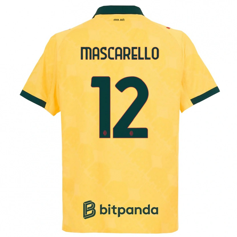 Danxen Hombre Camiseta Marta Mascarello #12 Amarillo Negro Equipación Tercera 2025/26 La Camisa México