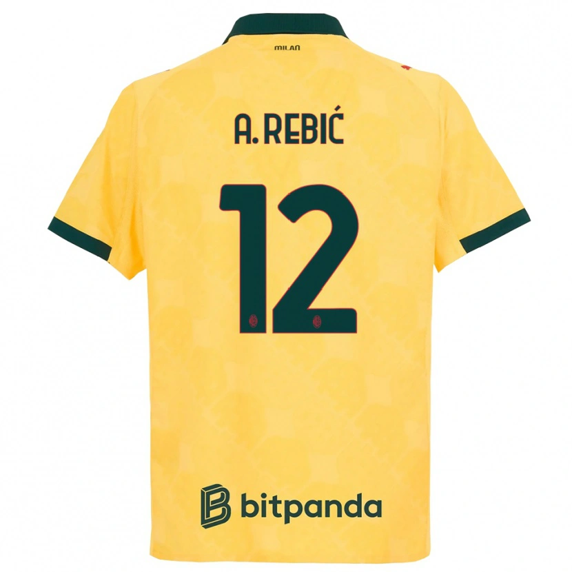 Danxen Hombre Camiseta Ante Rebic #12 Amarillo Negro Equipación Tercera 2025/26 La Camisa México