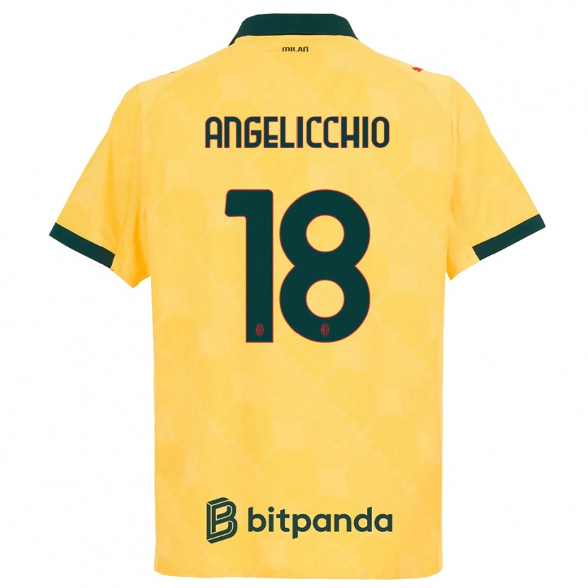 Danxen Hombre Camiseta Mattia Angelicchio #18 Amarillo Negro Equipación Tercera 2025/26 La Camisa México