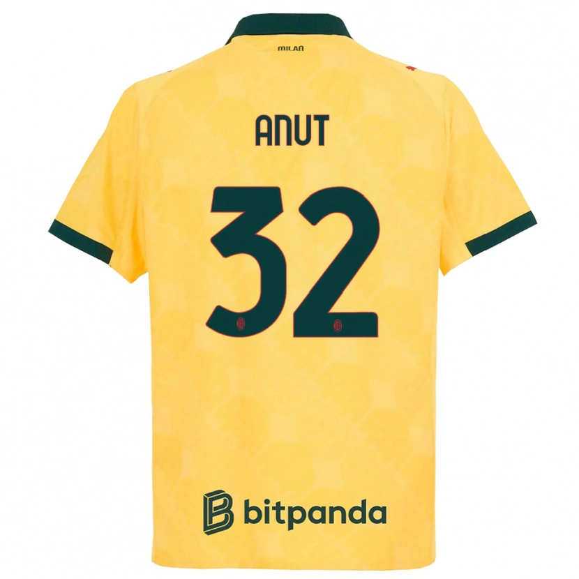 Danxen Hombre Camiseta Niccolo Anut #32 Amarillo Negro Equipación Tercera 2025/26 La Camisa México