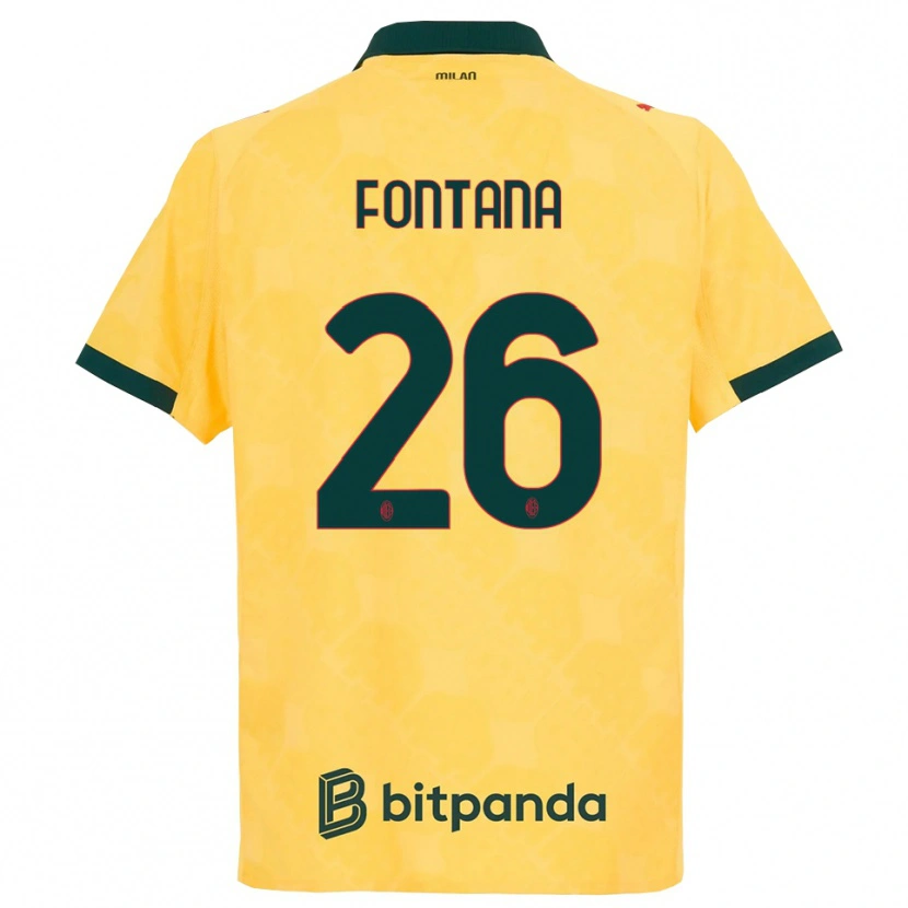 Danxen Hombre Camiseta Francesco Fontana #26 Amarillo Negro Equipación Tercera 2025/26 La Camisa México