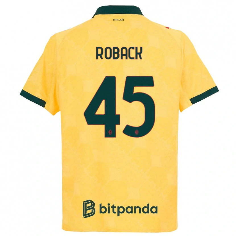 Danxen Hombre Camiseta Emil Roback #45 Amarillo Negro Equipación Tercera 2025/26 La Camisa México