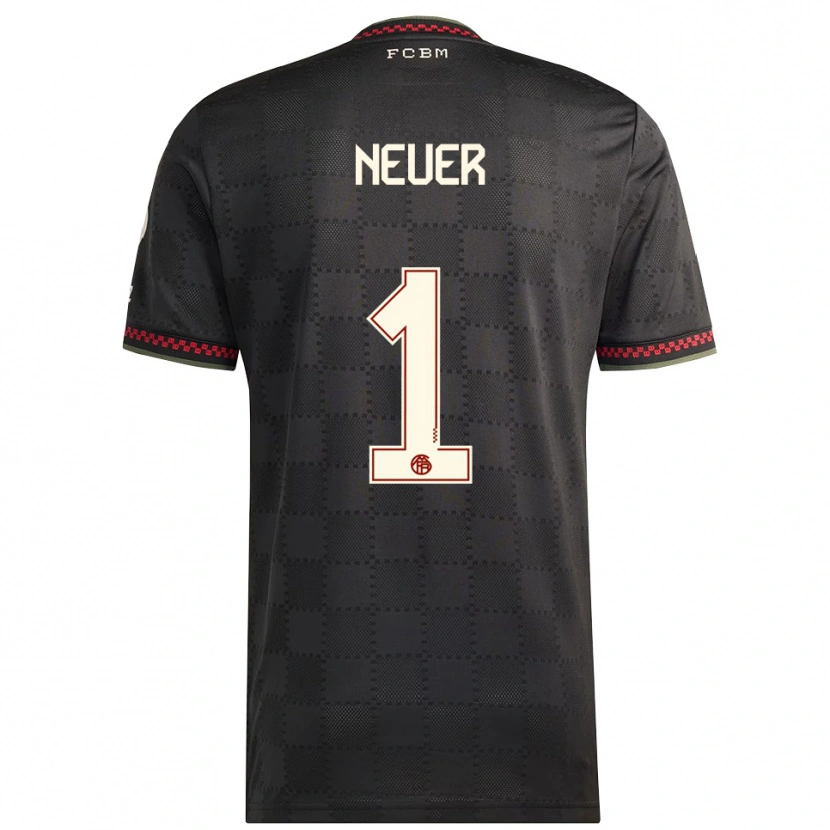 Danxen Hombre Camiseta Manuel Neuer #1 Negro Blanco Equipación Tercera 2025/26 La Camisa México