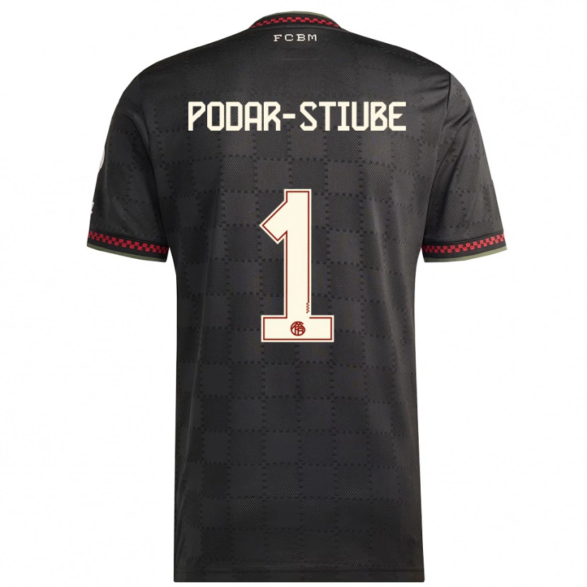 Danxen Hombre Camiseta David Podar-Stiube #1 Negro Blanco Equipación Tercera 2025/26 La Camisa México