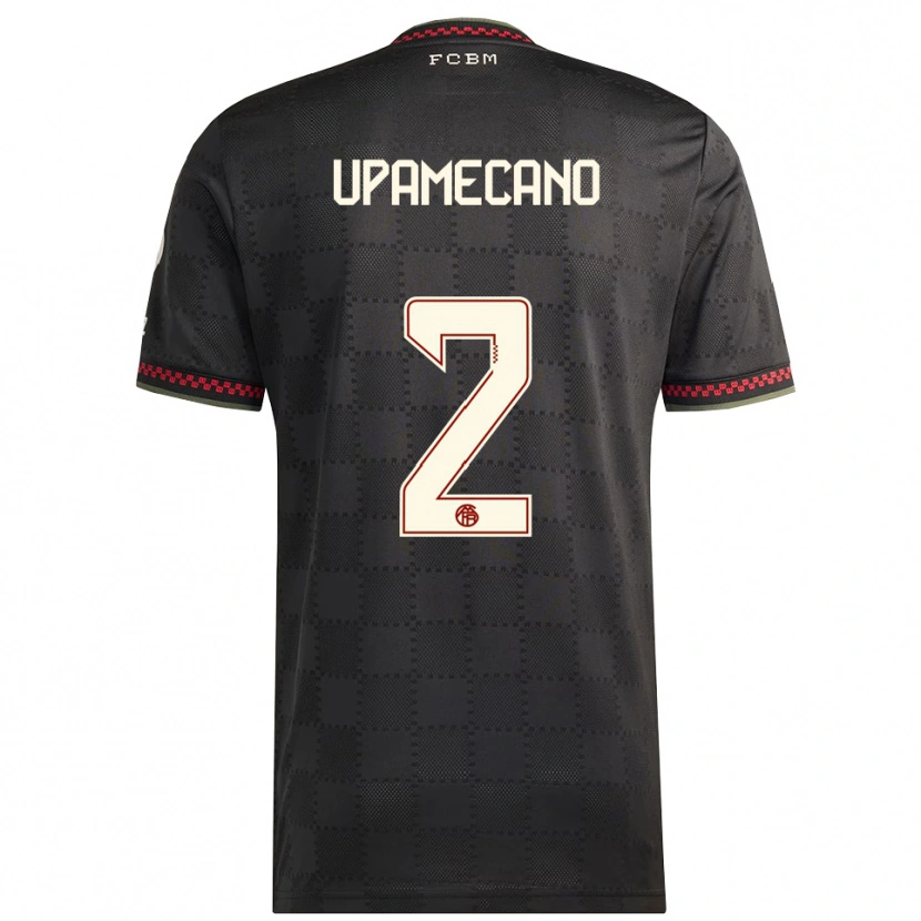 Danxen Hombre Camiseta Dayot Upamecano #2 Negro Blanco Equipación Tercera 2025/26 La Camisa México