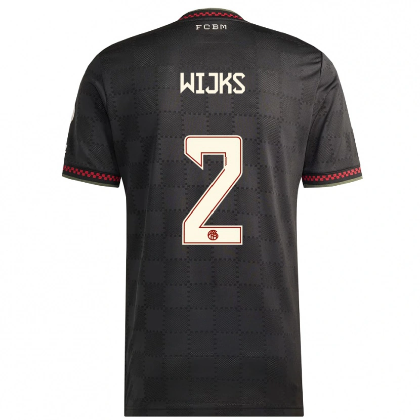 Danxen Hombre Camiseta Chivano Wijks #2 Negro Blanco Equipación Tercera 2025/26 La Camisa México