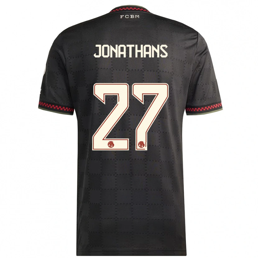 Danxen Hombre Camiseta David Jonathans #27 Negro Blanco Equipación Tercera 2025/26 La Camisa México