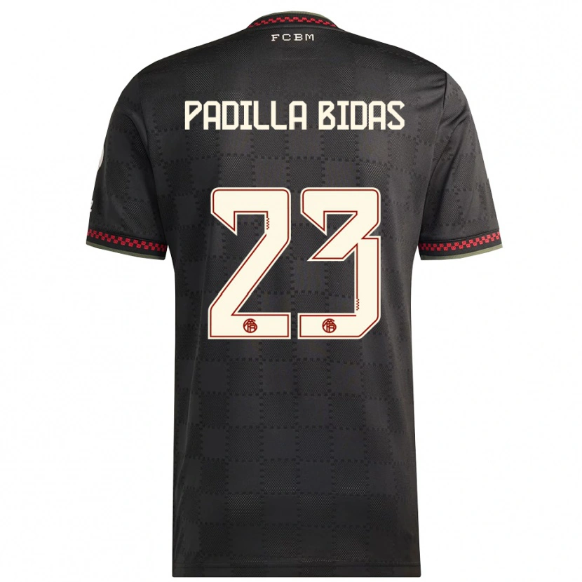 Danxen Hombre Camiseta Natalia Padilla Bidas #23 Negro Blanco Equipación Tercera 2025/26 La Camisa México