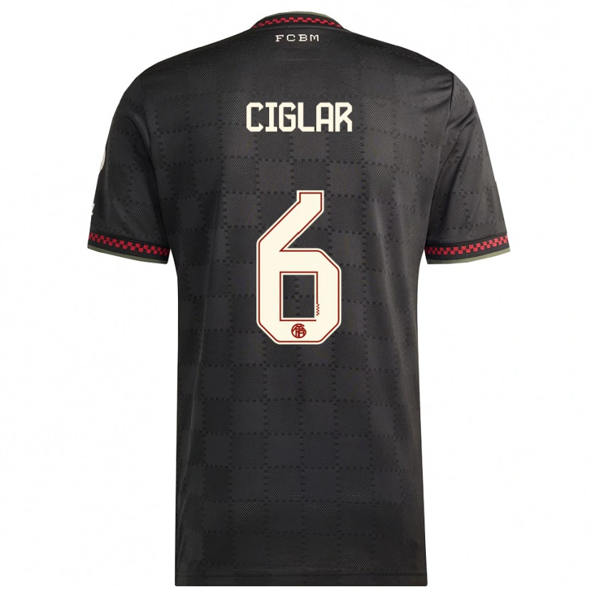 Danxen Hombre Camiseta Roko Ciglar #6 Negro Blanco Equipación Tercera 2025/26 La Camisa México