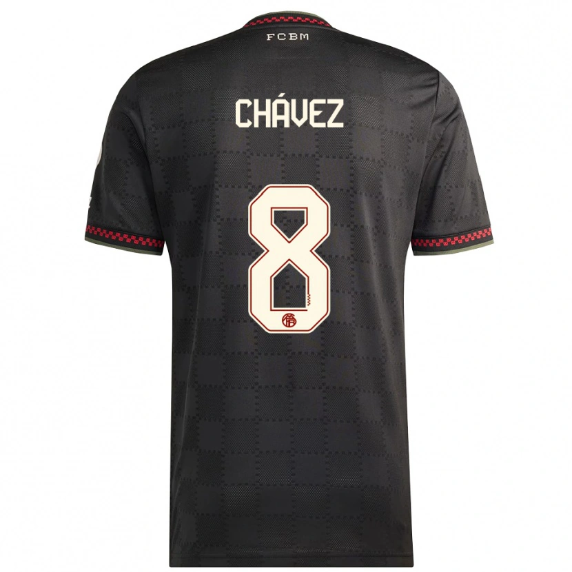 Danxen Hombre Camiseta Felipe Chávez #8 Negro Blanco Equipación Tercera 2025/26 La Camisa México