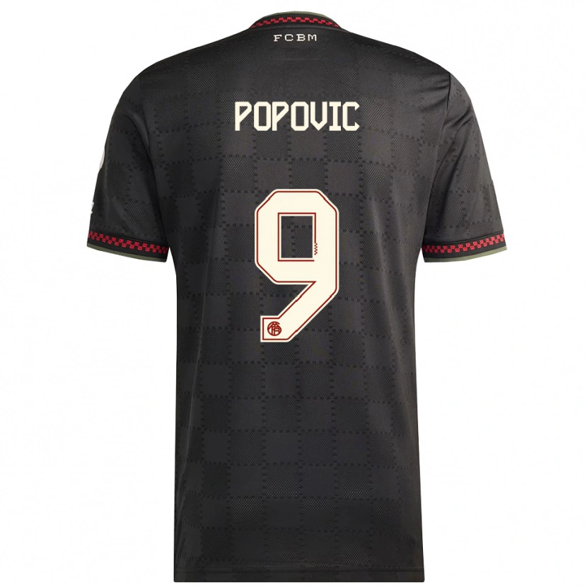 Danxen Hombre Camiseta Marko Popovic #9 Negro Blanco Equipación Tercera 2025/26 La Camisa México