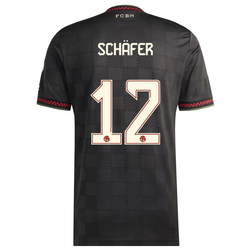 Danxen Hombre Camiseta Luis Schäfer #12 Negro Blanco Equipación Tercera 2025/26 La Camisa México