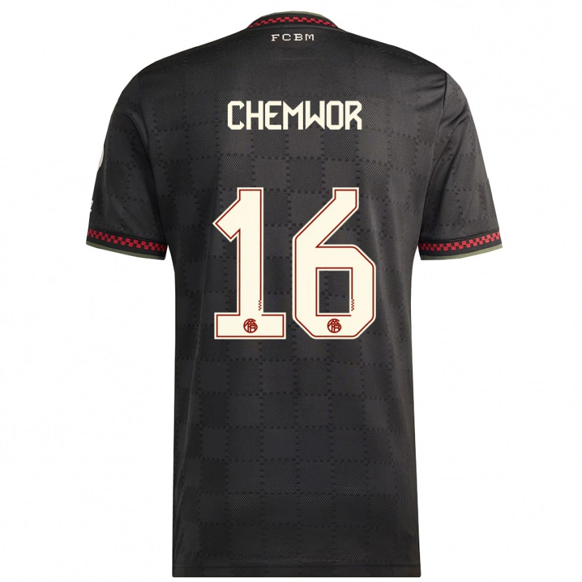 Danxen Hombre Camiseta Sadiki Chemwor #16 Negro Blanco Equipación Tercera 2025/26 La Camisa México