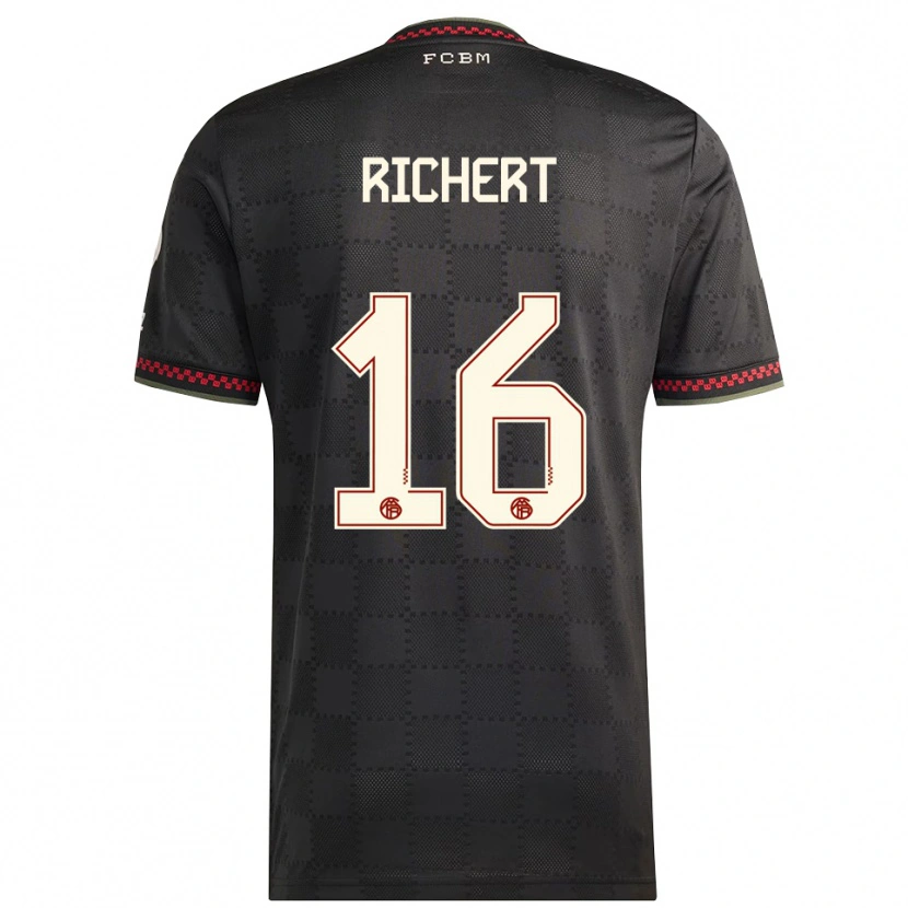 Danxen Hombre Camiseta Leonhard Richert #16 Negro Blanco Equipación Tercera 2025/26 La Camisa México