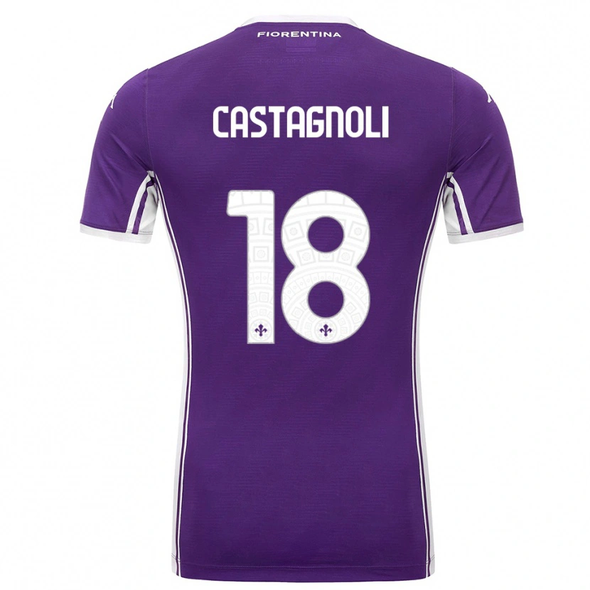 Danxen Mujer Camiseta Filippo Castagnoli #18 Púrpura Blanco 1ª Equipación 2025/26 La Camisa México